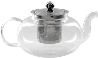 HOME DECO FACTORY Teekanne Glas mit Edelstahl-Sieb Elegant Bunt | Glas und Edelstahl, Teekanne mit Sieb, Tee Kaffee und Aufgüsse, elegantes Design, 11x20x13,5 cm, Tischservice, mehrfarbig