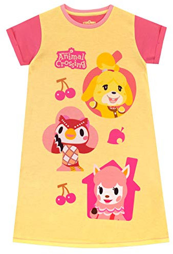 Animal Crossing Chemise de Nuit Fille Jaune 3-4 Ans