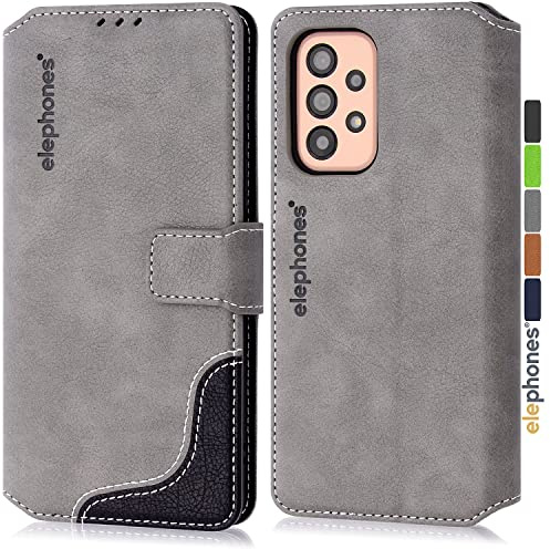elephones Handyhülle für Samsung Galaxy A72 Hülle Klappbar [MIT RFID-Schutz] Flip Case Cover Schutzhülle Klapphülle Tasche Handytasche Wallet - Grau