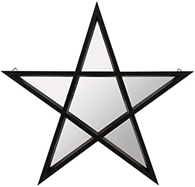 Horror-Shop Pentagramm Spiegel mit schwarzem Rahmen 40cm