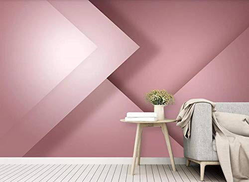 NEWWALLMURAL Papier Peint 3D Intissé Rose Géométrique Simple Papier Peint Panoramique 3D Moderne Decoration Murale Chambre Salon Décoration Murale 400cmx280cm