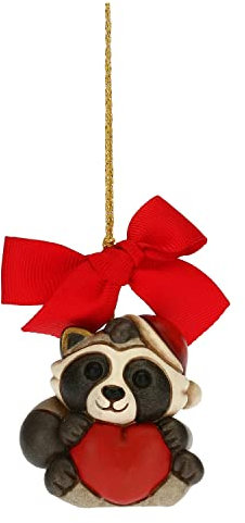 THUN - Addobbo Natalizio Procione Pepito con Cuore Piccolo - Ceramica - Linea Natale - Living, Arredare la Casa - 4,6x3,7x4,8 cm h