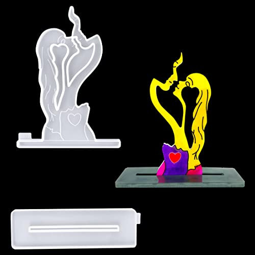 Voyyphixa Stampi in Silicone Resina Statua di Coppia Stampo in Resina Amore Eterno Stampo in Epossidica per Colata Trasparente Resin Molds per Ornamenti Fai da Te San Valentino, Decora
