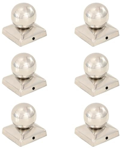 Bouchons de poteau 6 pcs Globe final Acier inoxydable 71x71 mm