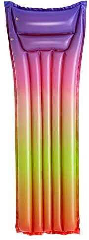 AC - Colchoneta Hinchable con diseño Arcoiris, 2 cámaras de Aire, Vinilo Resistente y Parche de Reparaciones. Tumbona para Playa o Piscina, Inflable Multicolor. Dimensiones 183 x 69 cm