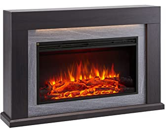 BALDERIA Xerxes Elektrokamin - Elektrischer Standkamin mit Heizung 1000/2000 W, realistischer 3D-Flammeneffekt, LED-Beleuchtung, Fernbedienung programmierbar, Timer, Thermostat, Dunkelbraun