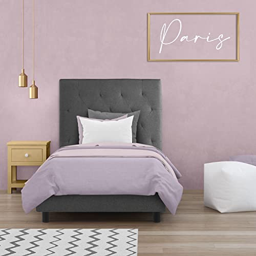 OnNuvo Einzelbett Paris 80 x 190 cm, Schiefergrau, Lattensystem, unabhängig, verstärkt, hochwertige Materialien und Verarbeitung, einfache und schnelle Montage