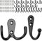 Set di ganci a vite, 24 pezzi, in nero, 12 x ganci singoli e 12 x ganci doppi incl. viti per legno, hook cappotti per porte, bagni, cucine, corridoi, uncino in metallo fai da te, crochet cappotti
