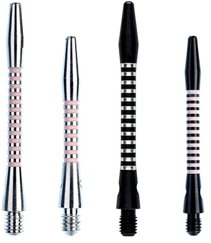 WINMAU Schwarz, Rosa und Silber Aluminium Dartschäfte (Stiele) in kurz und mittel – 4 Sets pro Packung
