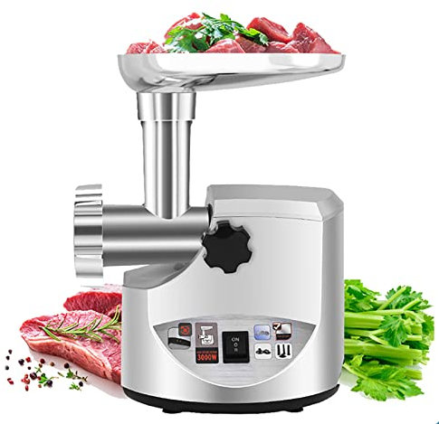 Heavy Duty Electric Meat Grinder, Meat Mincer & Sausage Stuffer, 3000W Max Powerful, 1Minute/1.2Kg Meats, with Metal Grinding Plates/Sausage Stuffing Funnels/Food Pusher