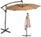 KOMFOTTEU Sombrilla Solar de Jardín con Luces LED, Parasol de Terraza con Manivela para Rotación de 360°, Inclinable, Paraguas de Mrcado de 300 cm x 230 cm, Base Cruzada (Beige)