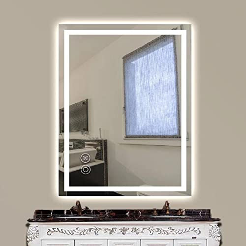 Panana 3 Colour Changing LED Light Illuminated Bathroom Mirror Wall Mounted with Demister Touch Sensor Switch,Rectangle 600mm x800mm