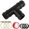 BOFUNX 1 Conector de Manguera en T de 3 Vías de 38mm de Diámetro Adaptador de Tubería de Agua+3 Abrazaderas de Acero Inoxidable+3 Anillos de Sellado+1 Rollo de Cinta Accesorios para Piscina Jardín