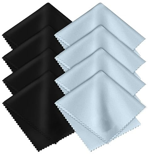 8PCS toallitas limpia gafas, Paños de Limpieza de Microfibra para Lentes, Paños de Microfibra para Limpiar, para la Limpieza de los Lentes, gafas, Tabletas, Telefonos[negro y azul]