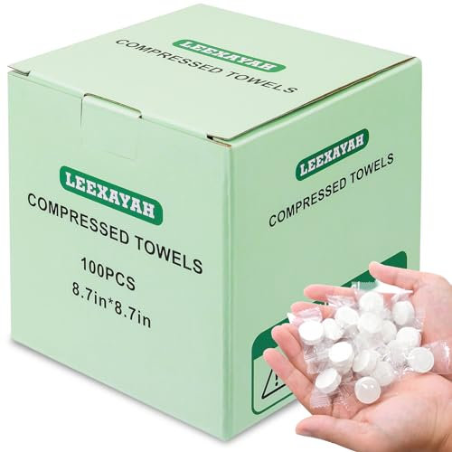 100 PCS Compressed Towel Tablets, Portable Hand Wipe Coin Paper, Camping Wet Wipes, Disposable for Travelling, Home, Beauty, Outdoor Sports