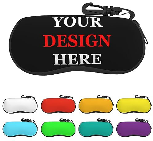 Lsjuee Custodia per occhiali personalizzata Aggiungi la tua immagine Testo Logo Custodia per occhiali da sole portatile ultraleggera personalizzata con clip