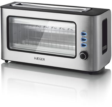 HAEGER Tostadora de Ventana Window - 1 Apertura Extra Ancha, 1000W, 6 Temperaturas, Acero Inoxidable