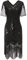 Gionforsy Damen 1920s Kleid mit Pailletten Kurzem Ärmel 20er Jahre Flapper Kostüm Kleid für Great Gatsby Motto Party Halloween Karneval Fasching (Schwarz, L)