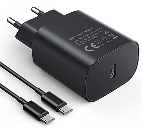 USB C Ladegerät 25W Schnellladegerät USB Netzteil mit USB C ladekabel, USB C Adapter für iPhone 16/15/Pro/Max/iPad, Samsung S25 S24 S23 S22 S21, FE S10 S9 S8 A55 A54 A53 A52 A51 A50 A34 A33 A23