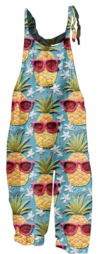 Vasreyy arbeitsoverall damen overall sport jumpsuit Schnefie Latzhose Leinen Mädchen Sommer Winter Schwarz(L, Mehrfarbig)