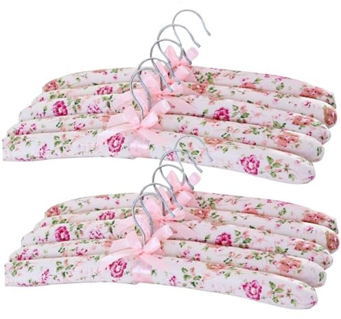 Gepolsterte Kleiderbügel für Frauen, 10pcs 15 -Zoll -gepolsterte Kleiderbügel, Anti -Slip -Pullover -Kleiderbügel, Keine Schulterbeule Dicke gepolsterte Kleiderbügel für Hemdbluse -Dessous (Style1)