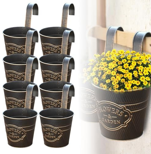 SPORWAY - Maceta para colgar en el balcón (8 unidades), diseño vintage, pequeño contenedor para plantas