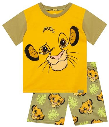Disney Pyjama Le Roi Lion | Ensembles de Pyjama Simba pour garçons | Vêtements de Nuit d’été pour garçons | Jaune 3-4 Ans