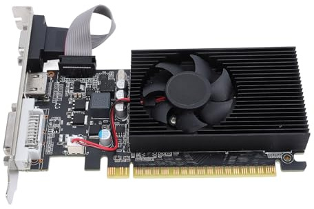 Sxhlseller GT 730 Grafikkarte, DDR3 64 Bit PC Grafikkarte mit Lüfter, Leise PCI Express 2.0 X16 Gaming Grafikkarte, Unterstützt HD Multimedia Schnittstelle DVI VGA