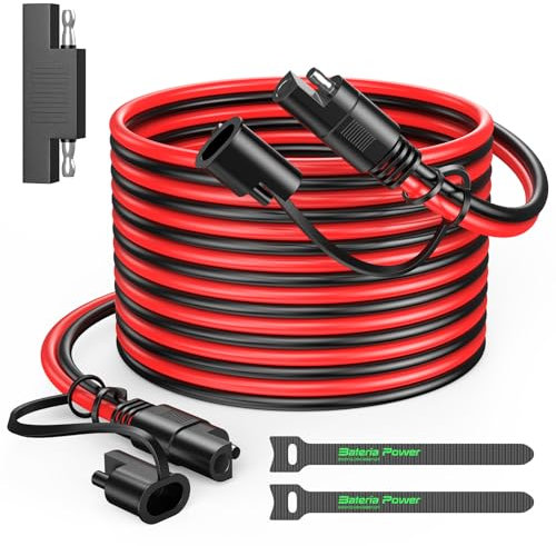10AWG 25FT SAE Extension Cable SAE to SAE Quick Disconnect Wire Battery Charger Extension SAE Connector with SAE Polarity Reverse Adapter for Solar Panel Trolling Motor Automotive RV