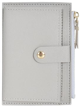 Portefeuille Femme Cuir, Porte Monnaie Mini Porte Cartes, avec Fermeture éclair, avec 6 Emplacements de Carte, éclair Poche à Monnaie, Porte Carte de Credit Cuir, 14 * 9 * 0.5cm (Gris Clair)