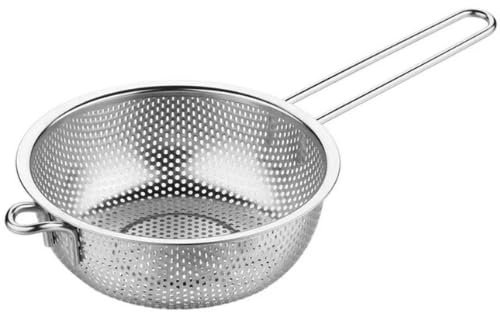 SDMAX Stainless Steel Colander Basket, Easy to Clean, Smooth Surface, Durable Construction, Comfortable Grip, Portable and Lightweight, Strainer for Kitchen, Multipurpose (22.5CM)