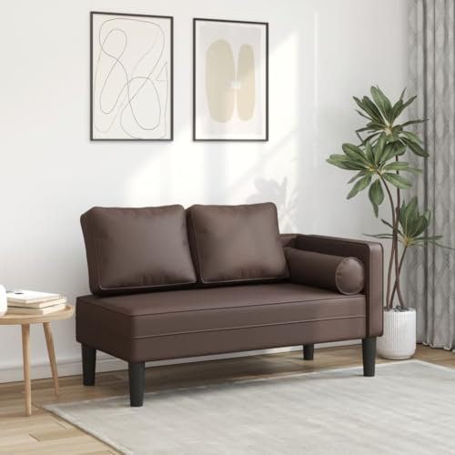 IKAYAA Wohnzimmer Sofa, Kleine Sofa, Sofa Wohnzimmer, Couch Klein, Sofa Klein, Chaiselongue mit Kissen Braun Kunstleder