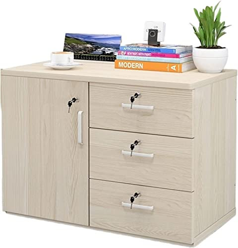 Büroschrank aus Massivholz zur Wandmontage mit drei Schubladen und Türen