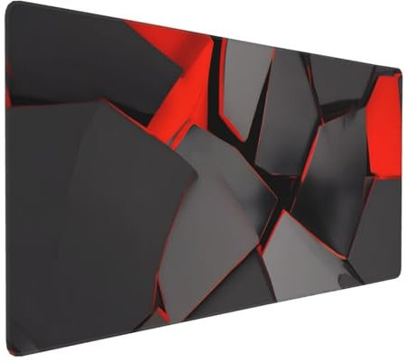 Tapis de Souris 120x60 cm Grand Tapis Souris XXL, Noir et rouge Tapis de Souris Bureau Gamer, à Bords Cousus, Base en Caoutchouc Antidérapante, Sous Main pour Clavier et Souris, Decoration Maison E381