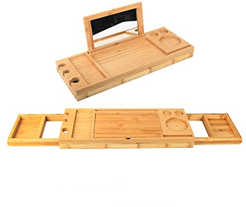 Bathtub Rack Mirror Bathtub Rack Telesmulti-Function Bathtub Rack Bathroom Wooden Barrel Rack Shelf Bathtub Trays/Natural/50 (Natural 50) (Natural 50)