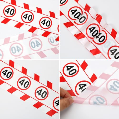 40 Geburtstag Deko,Absperrband 40 Geburtstag,7.5cmx30m Absperrband Verkehrszeichen rot/weiß,40 Geburtstag Männer,Absperrband Geburtstagsdeko für 40 Geburtstag Männer oder Frauen