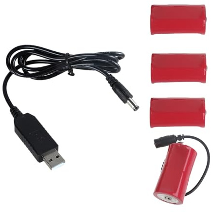 Qsvbeeqj 5v2a USB jusqu'à 6 V LR20 D Éliminateurs de batterie de rechange 4 pièces 1 5 V LR20 D pour filet de jouets