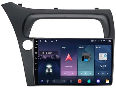 Android 13 2 DIN Pantalla Táctil Radio de 9 para Honda Civic Hatchback 2006-2011 Radio Coche con Navegación GPS Bluetooth Radio FM Cámara Trasera Multimedia Pantalla para Coche(A1 1+32G)