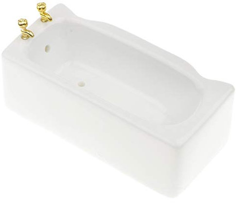 sporful 1/12 Keramik Weiß Quadratische Badezimmer Badewanne Puppenhaus Mini Badewanne Miniatur Möbel für Wohnkultur