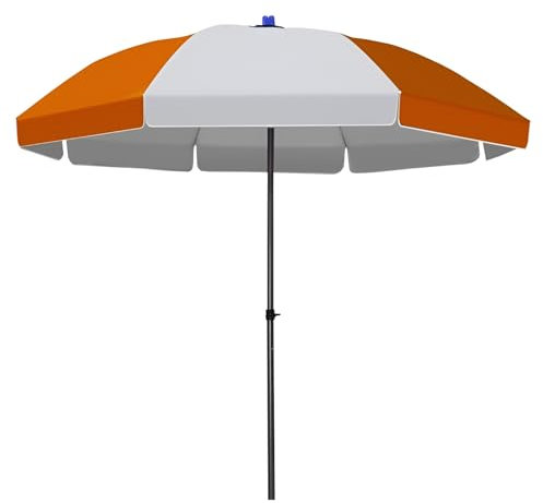 ZIHQRgE Parasol de Plage Orange et Blanc 240cm ,Hauteur Réglable Ombrelle de Marché, Ombrelle Ronde for Balcon, Jardin et Étalage