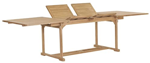 QJBSAVVA Ausziehtisch aus Teakholz 180-280 x 100 x 75 cm Klappbarer Gartentisch mit Schirmloch Outdoor Esstisch für Terrasse Garten und Balkon