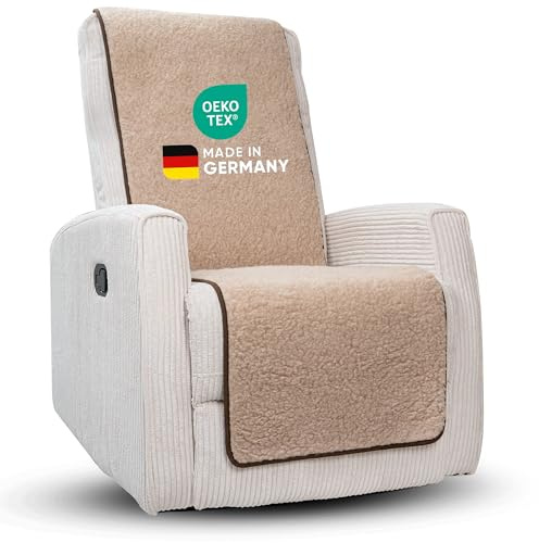 Novaliv Sesselschoner für Relaxsessel Hellbraun - Universeller Sesselschoner ohne Armlehne - Schonender Sessel Bezug aus Schurwolle - Sesselbezug Relaxsessel Sesselauflage Sesselüberwurf ohne Armlehne