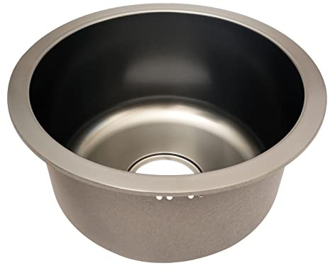 TONFEION Lavabo rond en acier inoxydable avec système de filtration et système de drainage - 36 x 36 x 18 cm - Évier de cuisine encastrable - 1 bac - Pour cuisine, salle de bain