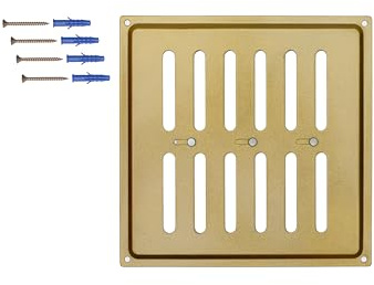 DEMLOU Grille de Ventilation Réglable Carré 20x20 cm – Acier Galvanisé avec Volets Ouverture Fermeture – Aération Murale ou Plafond – Or RAL 1036.