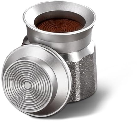 Bincoo Aluminum Coffee Tamper for Moka Pot,Italian Coffee Maker Dosing Funnel For Moka 2 Cups (Sliver)