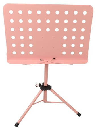 Yechiry Notenständer, Höhenverstellbarer, Tragbarer, Zusammenklappbarer Notenbuchhalter mit Tragetasche, für Musiker, Dirigenten, Orchesteraufführungen (Rosa)