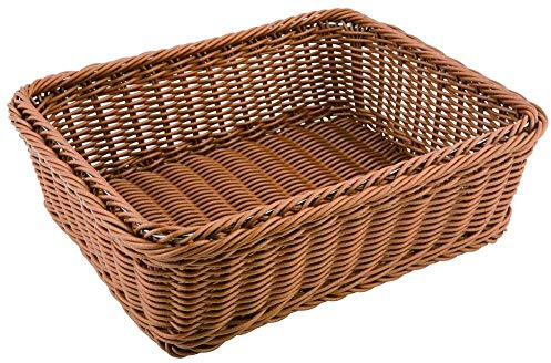 APS 40276 Korb, GN 1/4, 26,5 x 16,2 cm, Höhe 10 cm, mit Edelstahldraht im Rand, Polypropylen, braun