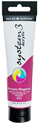 Daler Rowney System3 Process Magenta 150ml Acrylic Paint Tube - Acrylic Painting Supplies for Artists and Students - Artist Paint for Murals Canvas and More - Art Paint for All Skill Sets