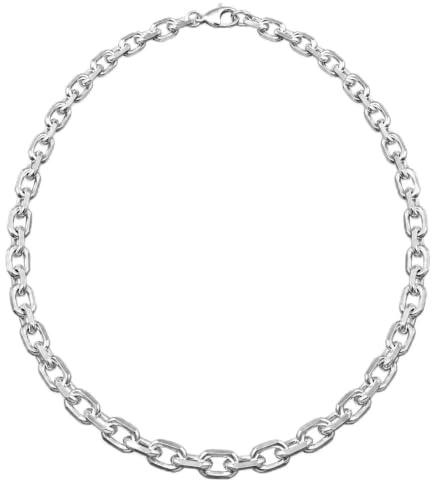 Silberkette 925 Silber Damen Ankerkette 8x diamantiert, Anhängerkette 50cm | 925 Sterling Silber, 8-fach diamantiert, mit Karabinerverschluss