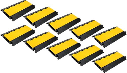 10x Pronomic Protector 3-90L Kabelbrücke 3-Kanal mit Steckverbindung 90 x 49 x 7 cm - Kabelkanal aus Kunststoff für Versanstaltungen - Kabel Überfahrschutz für Boden - Schwarz/Gelb